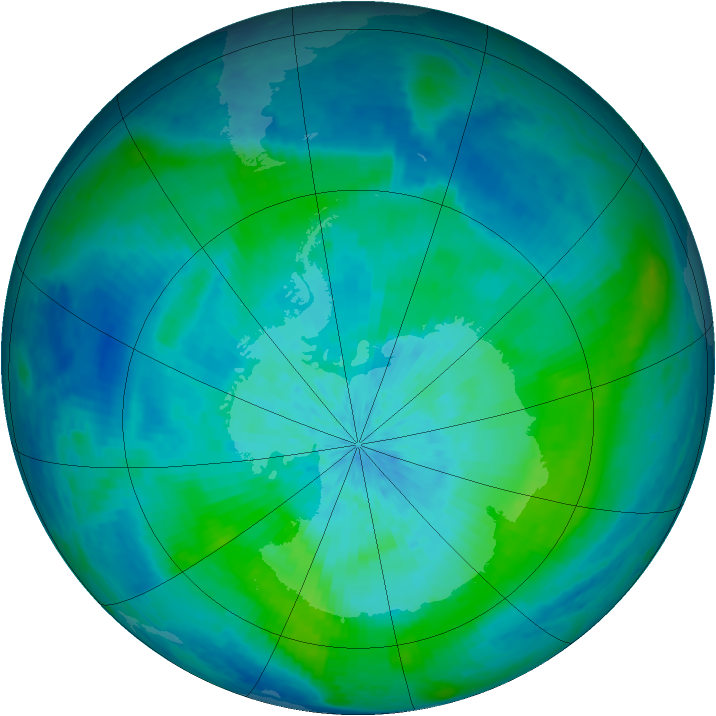 Antarctic ozone map for 04 March 2004
